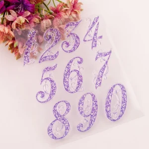0-9 Numbers Stamp Set - size chart | clear stamp