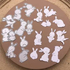 10Pcs Cute Rabbits Metal Cutting Dies - metal cutting die for scrapbooking and card making – see size chart for dimensions