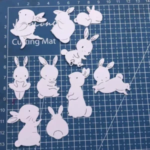 Size chart for 10Pcs Cute Rabbits Metal Cutting Dies - dimensions in cm