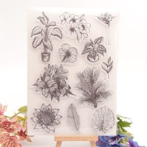 Different Tropical Leaves Flowers Stamp Set