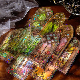 10 Sheets Glazed Window Series Vintage Glass Window Clear Transparent Stickers