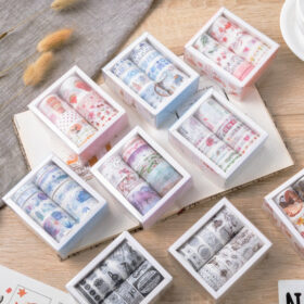 10 Rolls Washi Tape Set - Girl, Fruit, Cat, Antique, Scenery, Dog, Cosmic Star, Whale