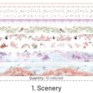 10 rolls washi tape set girl fruit cat antique scenery dog cosmic star whale sku 1 2