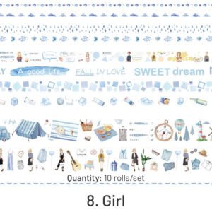 10 rolls washi tape set girl fruit cat antique scenery dog cosmic star whale sku 8 2