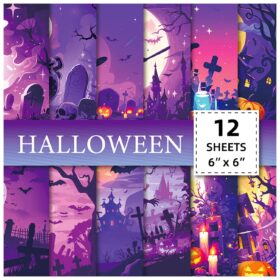 12 Sheets Purple Fantasy Witch Castle Halloween  Paper Pad
