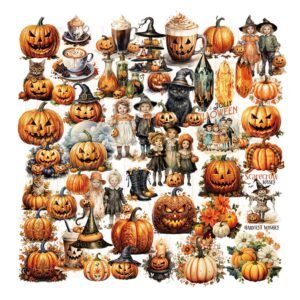 50 Pieces Halloween Retro Sulfuric Acid Sticker