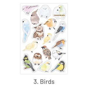 3.birds furry little cute series stickers