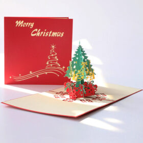 3D Paper Carved Christmas Tree Greeting Card