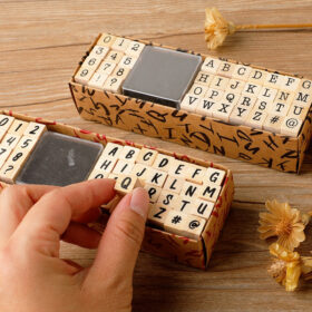 40-Piece Numbers Alphabet Symbols Rubber Stamps with Ink Pad Set