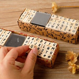 40-Piece Numbers Alphabet Symbols Rubber Stamps with Ink Pad Set