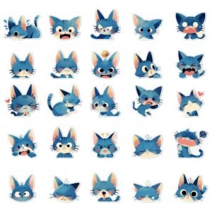 50 unique cute blue cat decorative stickers 1
