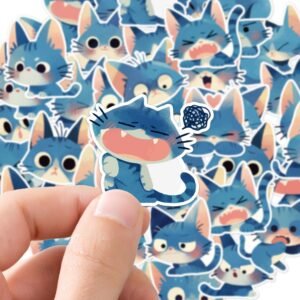 50 unique cute blue cat decorative stickers 6