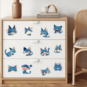 50 unique cute blue cat decorative stickers 7