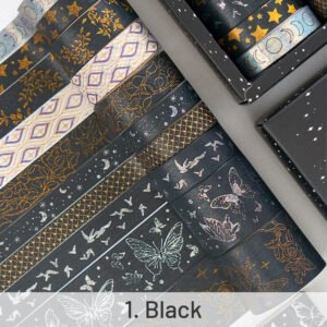 8 rolls foil washi tape set butterfly van gogh floral print geometric sku 1