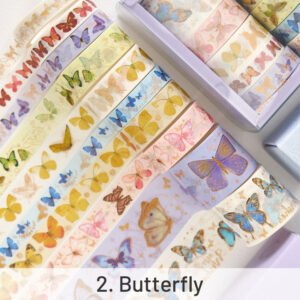 8 rolls foil washi tape set butterfly van gogh floral print geometric sku 2