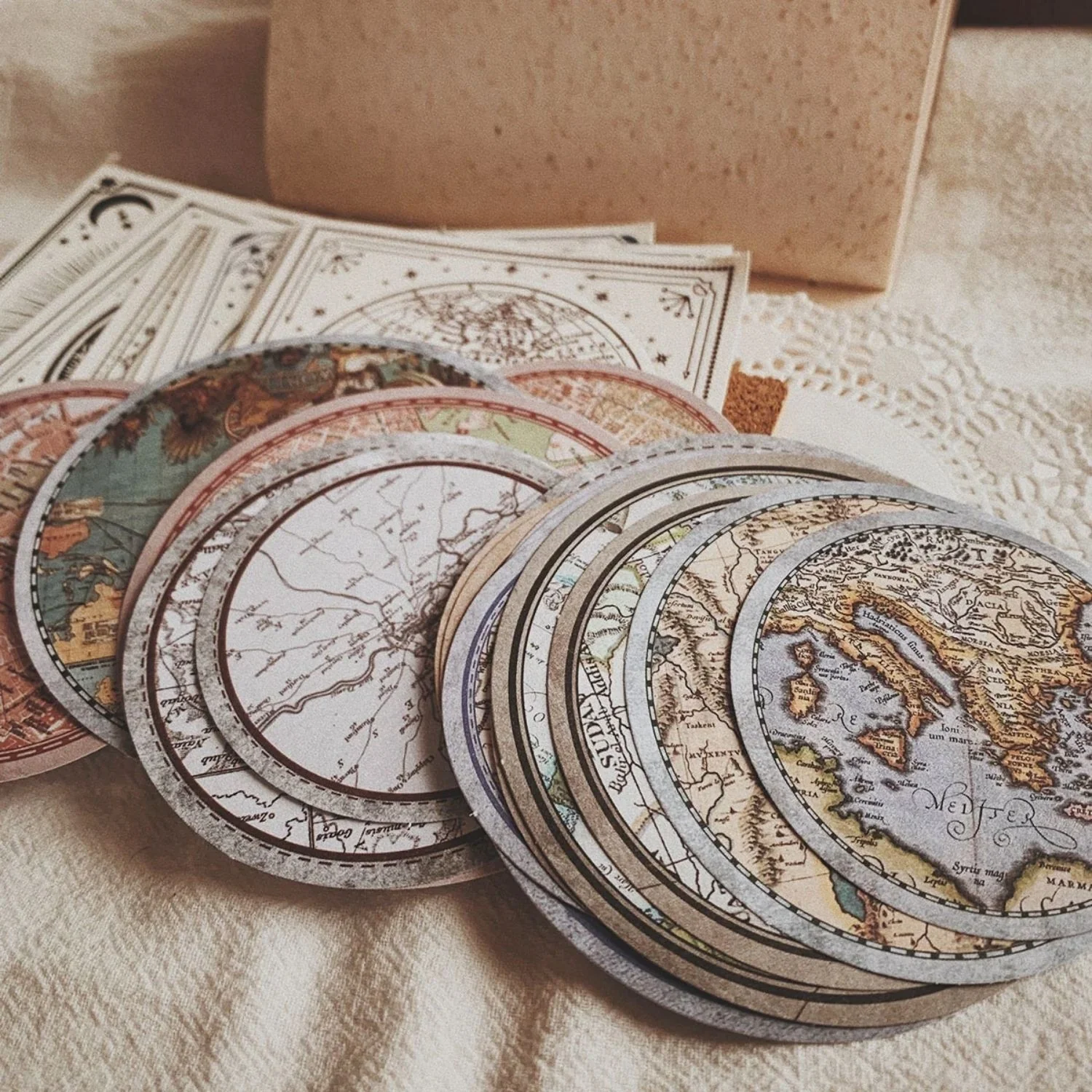 Celestial Whimsy Ephemera Kit for Collages & Crafts - Lunar Tickets, Earth Notepads, Map Stickers (205 Pcs) <strong>All-in-One Convenience</strong>