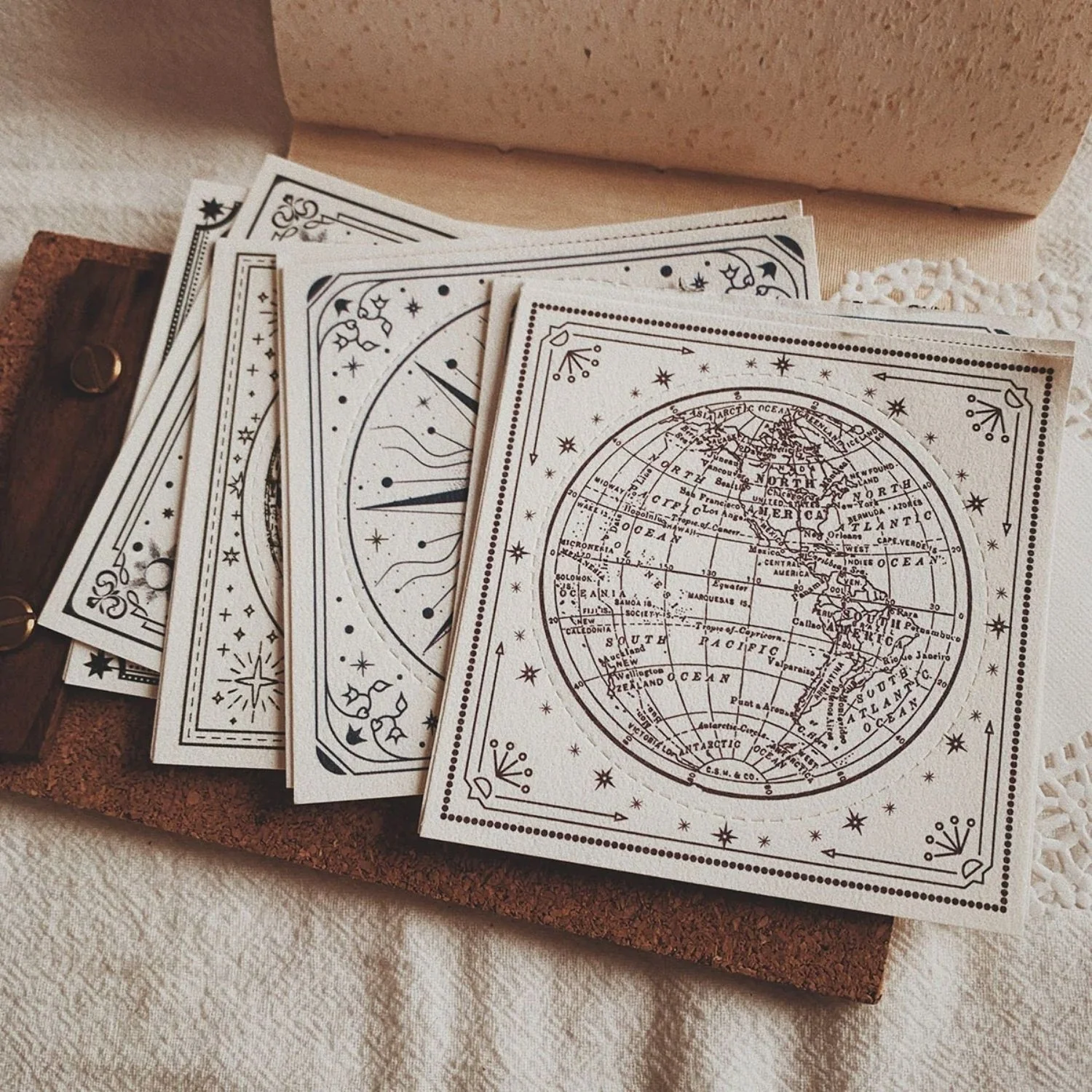 Celestial Whimsy Ephemera Kit for Collages & Crafts - Lunar Tickets, Earth Notepads, Map Stickers (205 Pcs) <strong>Suitable for Everyone</strong>