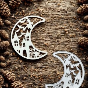 Sumflying Witch Castle Crescent Moon Cutting Dies Scrapbooking Die-Cuts