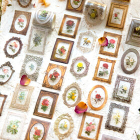 Acacia Blossom Series Vintage Frame Stickers Clear Transparent Tape