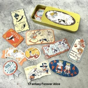alice in wonderland retro iron box gold stamping sticker 10