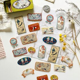 Alice in Wonderland Retro Iron Box Gold Stamping Sticker