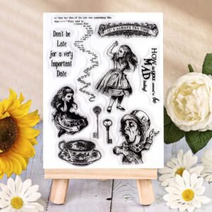 Alice in Wonderland Tea and Madness Clear Silicone Stamp