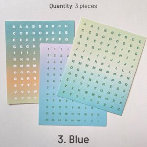 alphabet and number gradient stickers sku 3