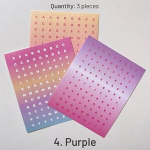 alphabet and number gradient stickers sku 4