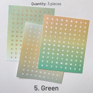 alphabet and number gradient stickers sku 5
