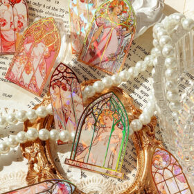 Alphonse Mucha Art Window-Shaped Clear Transparent Stickers