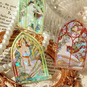 alphonse mucha art window shaped pet stickers b3