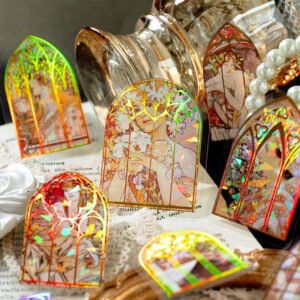alphonse mucha art window shaped pet stickers c