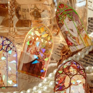 alphonse mucha art window shaped pet stickers c3