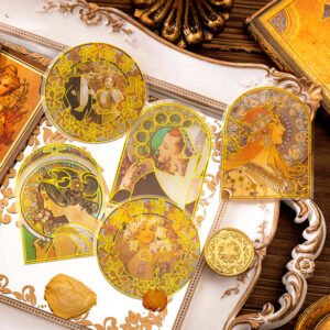 alphonse mucha vintage women hot stamping pet stickers b7