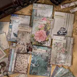 Anne's Diary Scrapbook Paper - Paintings, Letters, Sea, Flowers