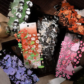 Antique Chinese Style Stickers - Flower, Phoenix, Cherry Blossoms, Goldfish