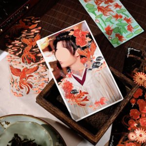 antique chinese style stickers phoenix cherry blossoms goldfish b2