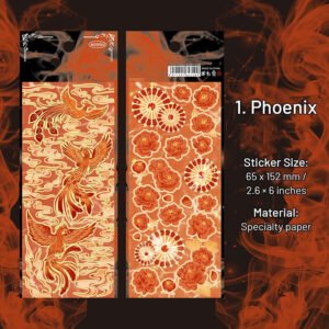 antique chinese style stickers phoenix cherry blossoms goldfish sku 1