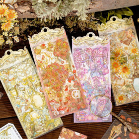 Antique Items and Blooms Bronzing Clear Transparent Sticker