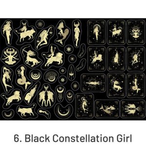 artistic constellation girl cold stamping washi sticker sku 6