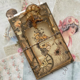 Autumn Girl Retro Handmade Junk Journal Folio Kit