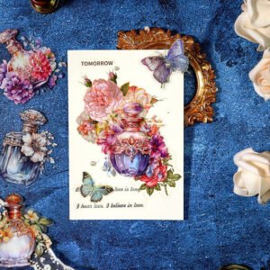 baroque bottle and flower pet stickers b3