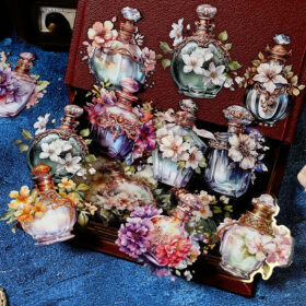 Baroque Bottle and Flower Clear Transparent Stickers