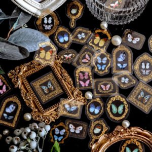 baroque frame hot stamping sticker lace rose butterfly rosebush bottled plant b2