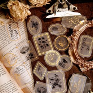 baroque frame hot stamping sticker lace rose butterfly rosebush bottled plant b4
