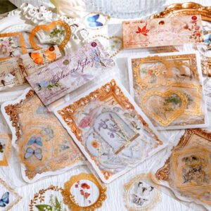 baroque frame hot stamping sticker lace rose butterfly rosebush bottled plant b5