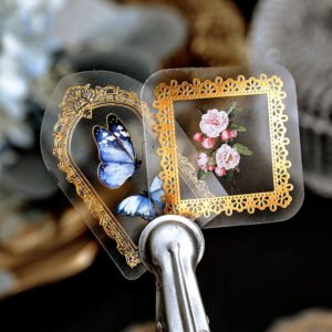 baroque frame hot stamping sticker lace rose butterfly rosebush bottled plant c