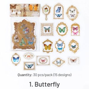 baroque frame hot stamping sticker lace rose butterfly rosebush bottled plant sku 1