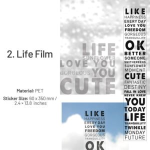 basic black white word text glossy pet long strip sticker sku 2