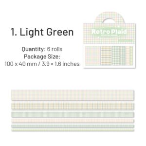 basic plaid washi decorative tape 6 rolls sku 1
